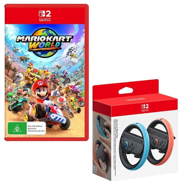 Mario Kart World With Joy-Con 2 Wheel Accessory 2-Pack (Switch 2)