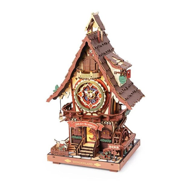 ROKR Colorful Cuckoo Clock Mechanical 3D Wooden Puzzle - LC901C - DIY Wooden Model Kit for Adults & Teens