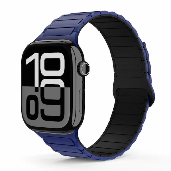 Tough On Magnetic Silicone Band for Apple Watch Series 10 38mm/40mm/41mm/42mm Navy/Black