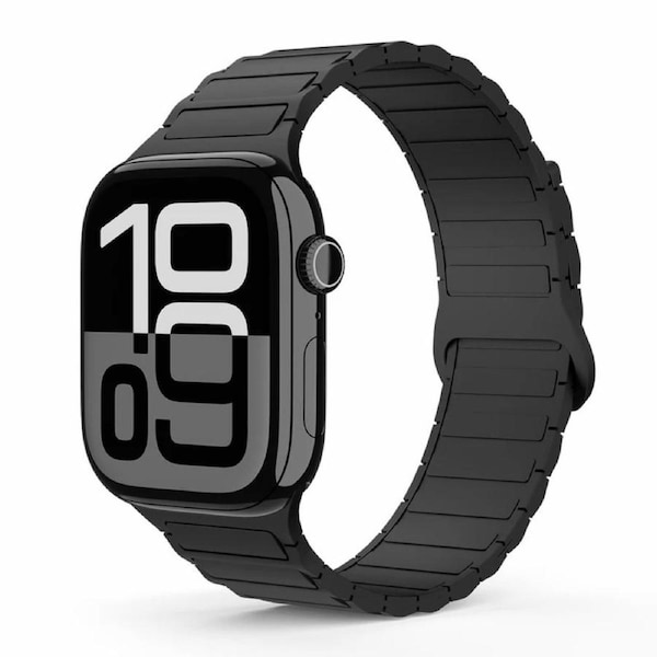 Tough On Magnetic Silicone Band for Apple Watch 42mm/44mm/45mm/46mm/49mm Black