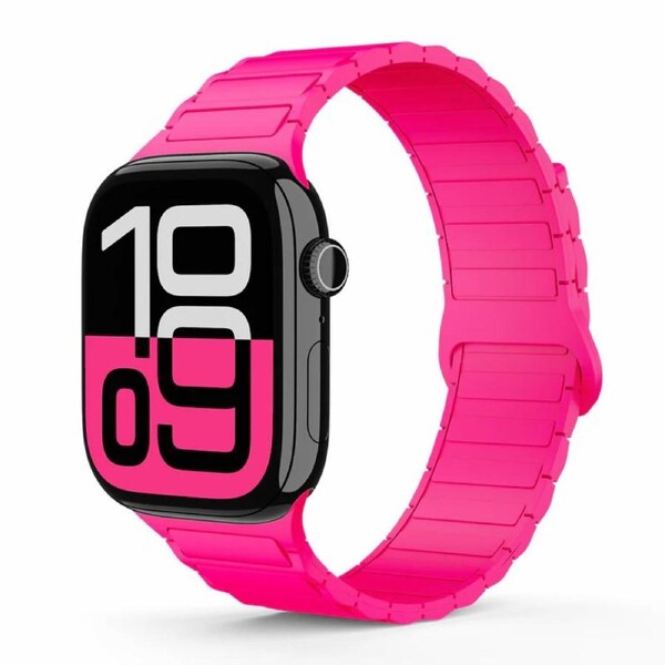 Tough On Magnetic Silicone Band for Apple Watch Series 10 38mm/40mm/41mm/42mm Hot Pink