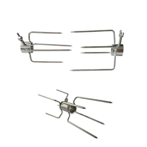 Rotisserie Prong Kit for Cooking 2 Chickens - 22mm Round - Flaming Coals
