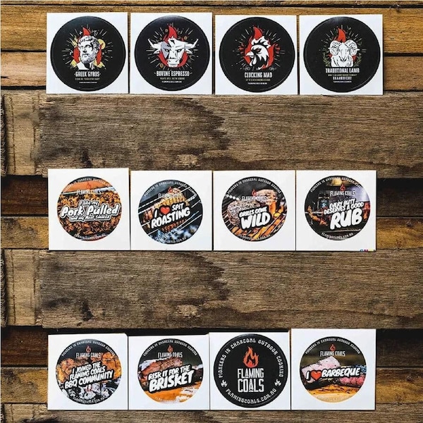 BBQ Stickers Combo Pack - Flaming Coals