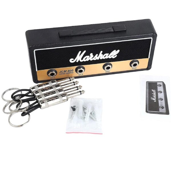 Guitar Plug Key Chain Wall Mount Holder Black Wall Storage Rack for Music Lovers