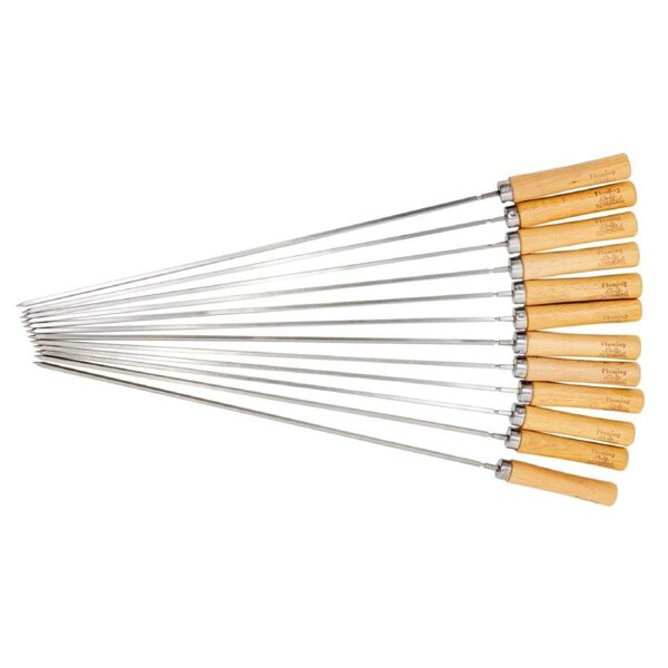 Cyprus Spit Roast Skewers - Set of 12 (Stainless Steel) - 5mm - Flaming Coals