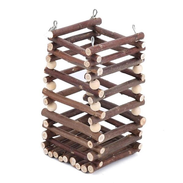 Rabbit Hay Feeder Rack Apple Wood Grass Holder Natural Food Rack Small Pet