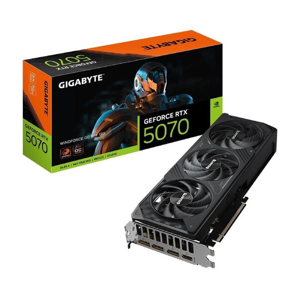 Gigabyte GV-N5070WF3OC-12GD, GeForce RTX™ 5070, CUDA 6144, 12 GB, GDDR7, PCI-E 5.0, ATX, 750W, HDMI 2.1b *1