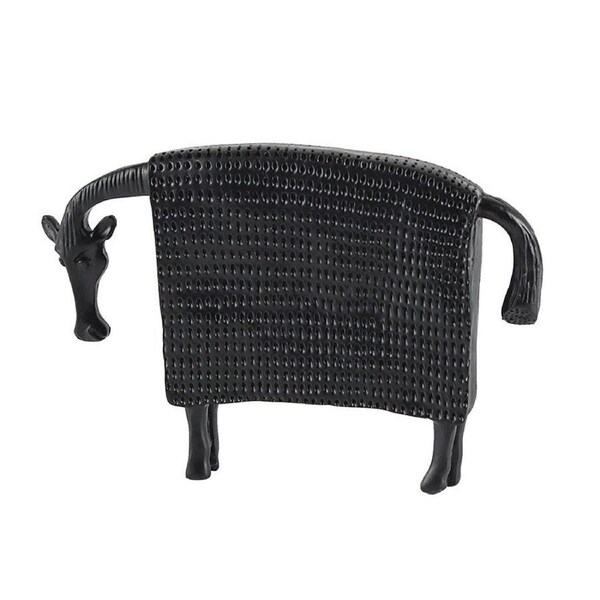 SOGA 24cm Black Cow Sculpture with Dotted Pattern in Resin for Modern Home Decor