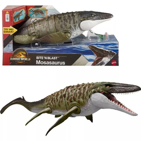 Jurassic World Rebirth Bite 'N Blast Mosasaurus Toy