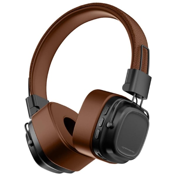 Laser Soundtec Wireless On-Ear Bluetooth Headphones Foldable Brown 10hr Battery