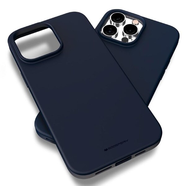 MERCURY Phone Cover Case Soft Feeling Jelly for iPhone 15 Pro - Navy Blue