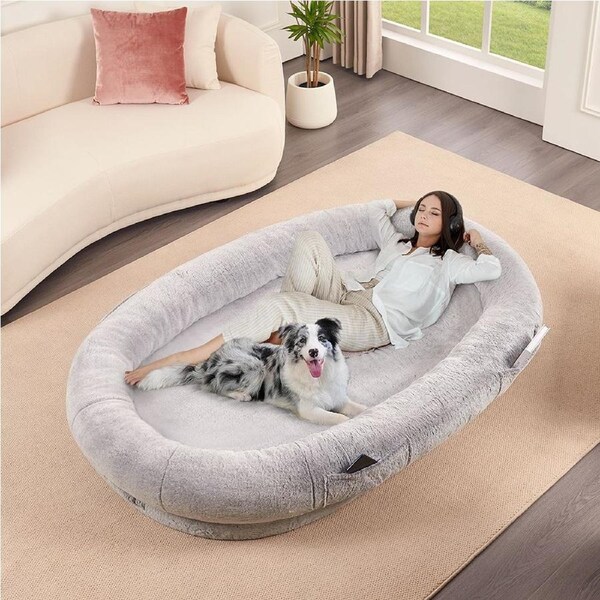 Comfort Plus Human Dog Bed, Light Grey
