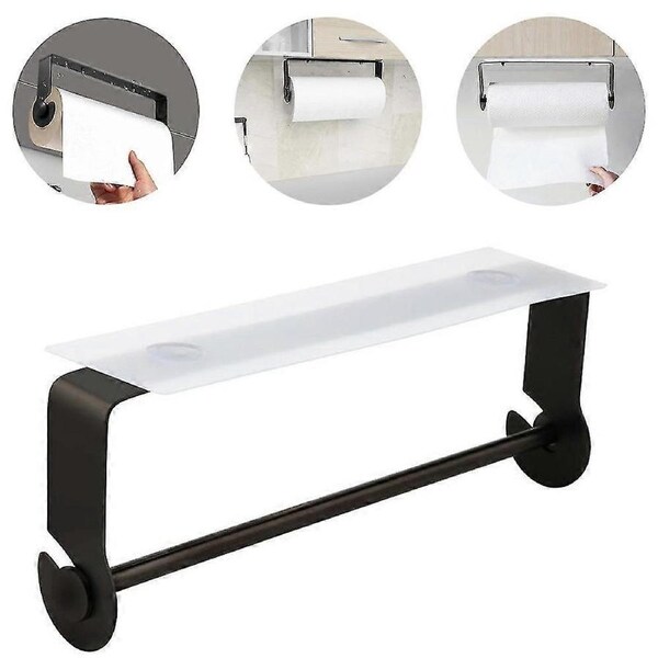 Kitchen Roll Paper Holder Black Self Adhesive Roll Paper Holder Wall Mounting Roll Holder