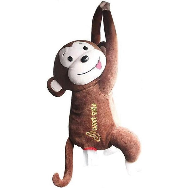 Car Tissue Box Holder, Cute Tissue Box Monkey Shape Household Tissue Dispenser napkin holder For Car Hanging Type Unique Tissue BoxCoffee