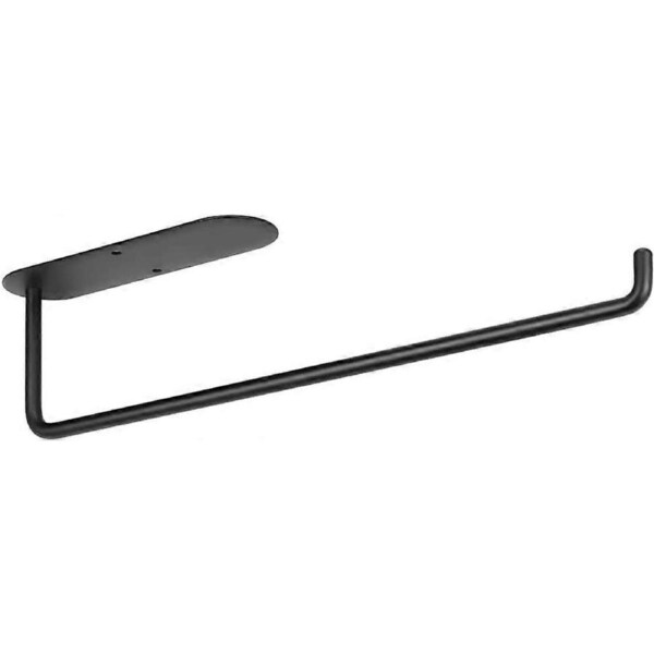 Paper Towel Holder Under Cabinet, Self-Adhesive or Screws, Paper Towel Roll Rack for Kitchen, Bathroom, 304 Stainless Steel (Black), Cabinet Paper Tow