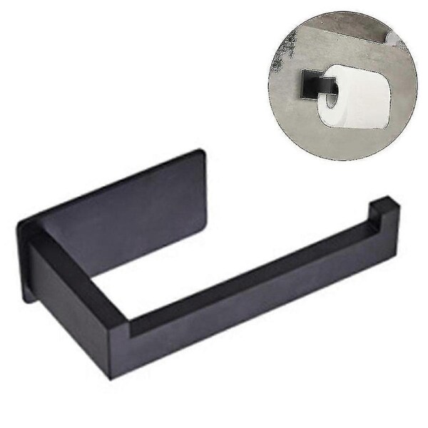 Toilet Roll Holder Without Drilling, Self-adhesive Toilet Roll Holder( Color : Black )