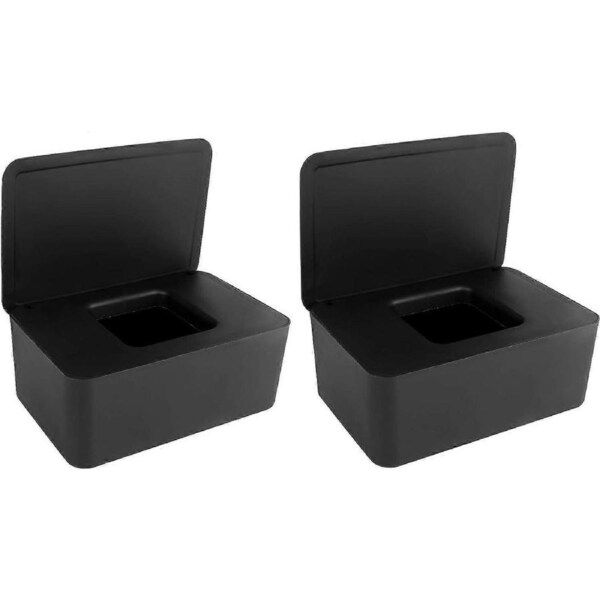2 PCS Wet Wipes Box, Baby Wet Tissue Box Wet Wipes Dispenser Holder Plastic Wipes Dispenser Case Wet Wipes Storage Box Wet Tissue Case (Black)