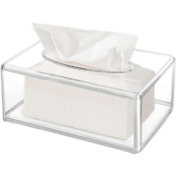 Tissue Box Clear Tissue Holder Rectangular Napkin Dispenser Tissue Box Cover, Acrylic Tissue Storage Box for Home, Bathroom, Table, Office