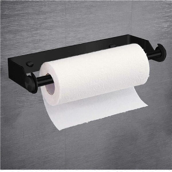 Wall-mounted paper towel holder dispenser 27cm Support for kitchen paper holder in stainless steel Paper towel holder for toilet Black