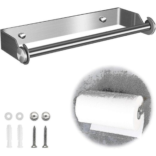 Stainless Steel Kitchen Paper Towel Holder Kitchen Roll Holder Dispenser Wall Mounted 27cm