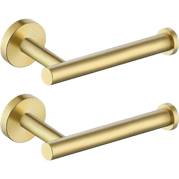 Bathroom Toilet Paper Holder 2 Pack SUS304 Stainless Steel Rustproof Toilet Roll Holder Dispenser Wall Mount Brushed Brass, A2175S12-BZ-P2