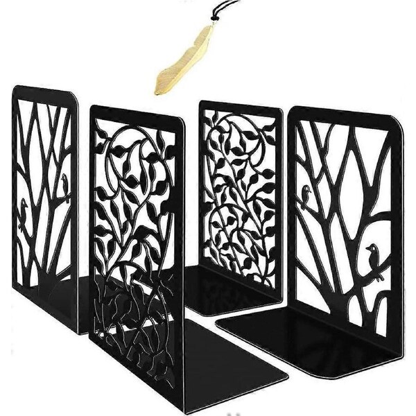 Metal Bookends Press Wedge Block Book Design Included Bookmarks Sturdy Bookends For Bookshelf