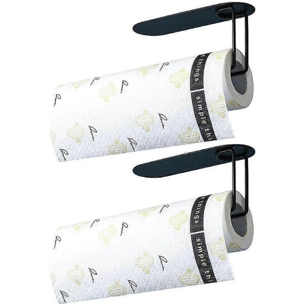 Nirvana Black Paper Towel Holder Under Cabinet 2 Packs, Self Adhesive Towel Paper Rack for Kitchen and Bathrooom Horizontal or Vertical Roll Paper Tow