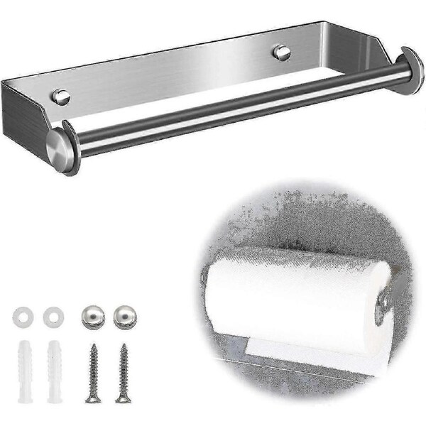 Stainless Steel Kitchen Paper Towel Holder Kitchen Roll Holder Dispenser Wall Mounted 27cm