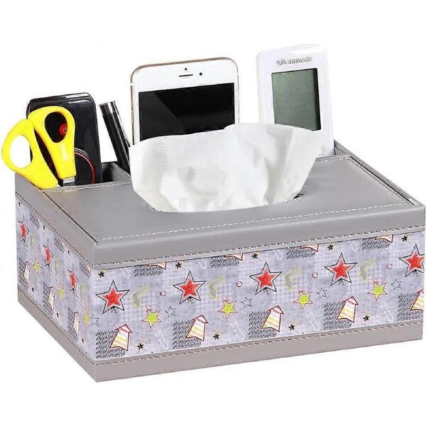 Multifunctional Tissue Box Cover Holder, Nightstand Organizer for Bathroom Vanity Countertops Decor, Napkin Dryer Sheet Dispenser for Night Stand Dres