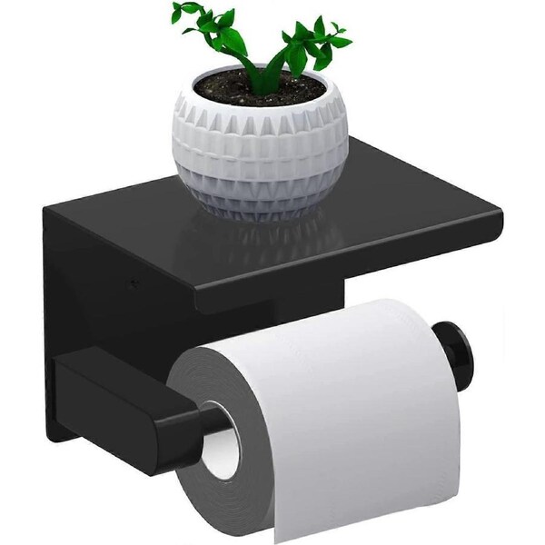 Roll Paper Holder Without Drilling Toilet Paper Holder(Black)
