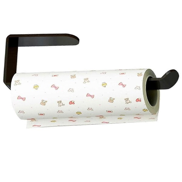Kitchen Roll Holder Under CabinetTowel Holder Kitchen Paper & Bathroom TowelGlue Adhesive Kitchen Roll HolderBathroom Towel Holder,Black (29cm)