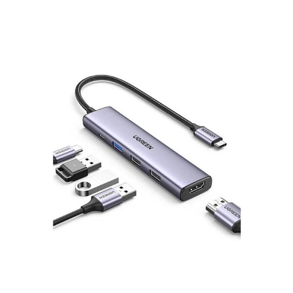 UGREEN 5 in 1 100W USB C Hub 4K HDMI PD 5GPS Grey