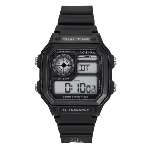 Invicta Activa-Digital Dual Time Stopwatch Timer Alarm Backlight Quartz ACW1299-001 Mens Watch