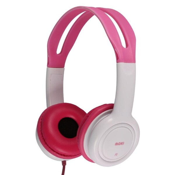 Moki Volume Limited Headphones for Kids - Pink & White