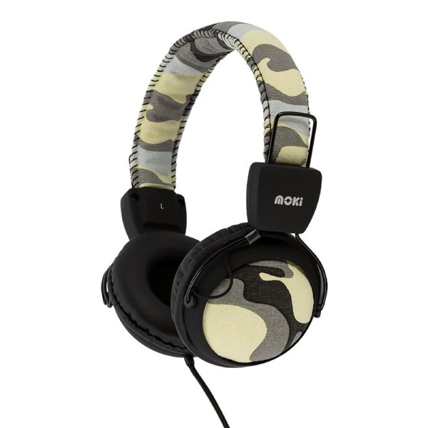 Moki Camo Headphones with Inline Microphone - Grey