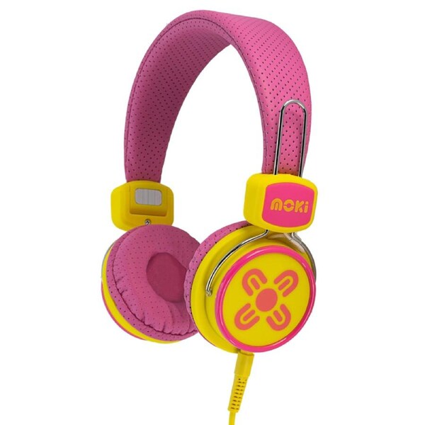 Moki Kid Safe Volume Limited Headphones - Pink & Yellow