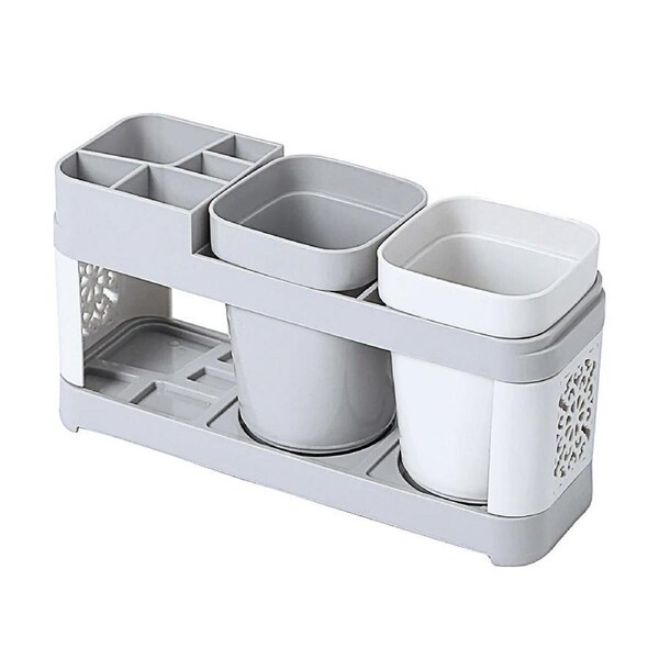 Shelf Cup Set Toothbrush Holder Plastic Stand Storage Racks Toothpaste Bathroom