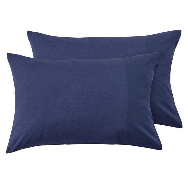 LINENOVA Cotton Blend Pillow Cases Cushion Cover - Home Decor & Ultra Soft & Durable Queen / Navy