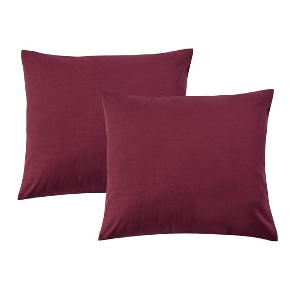 LINENOVA Cotton Blend Pillow Cases Cushion Cover - Home Decor & Ultra Soft & Durable European / Burgundy