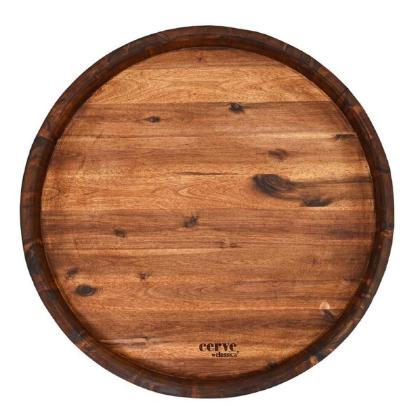 Cerve Wine Barrel Top Serving Tray/ Grazing Board Platter Serveware 60x60cm