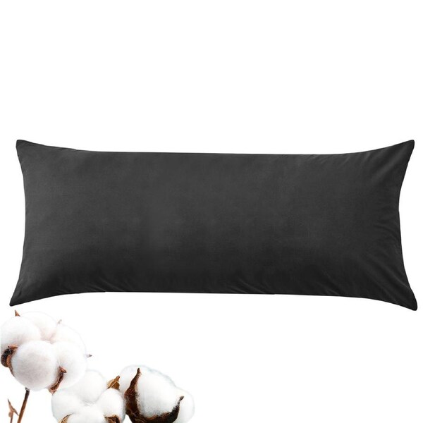 LINENOVA 100% Cotton Pillowcases Extra Comfort Soft Pillow Cover Standard/Queen/King/European/Body Size Body / Black