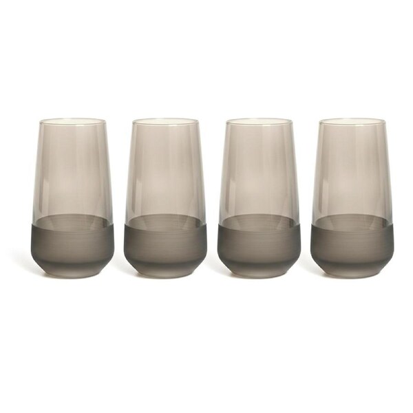 4pc Artcraft Matte Decorated Hi-ball Drinking Glass Home Use 470ml Smoke