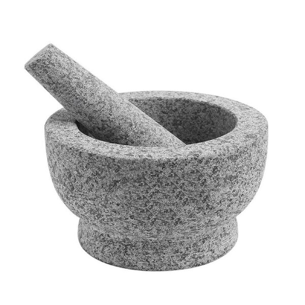 Classica Solid Granite Mortar & Pestle Spice Herb Pounder Crusher 15x8.5cm Grey