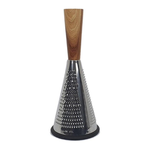 Cerve Acacia Handle & Stainless Steel Grater Non-slip Silicone Base 30cm Black