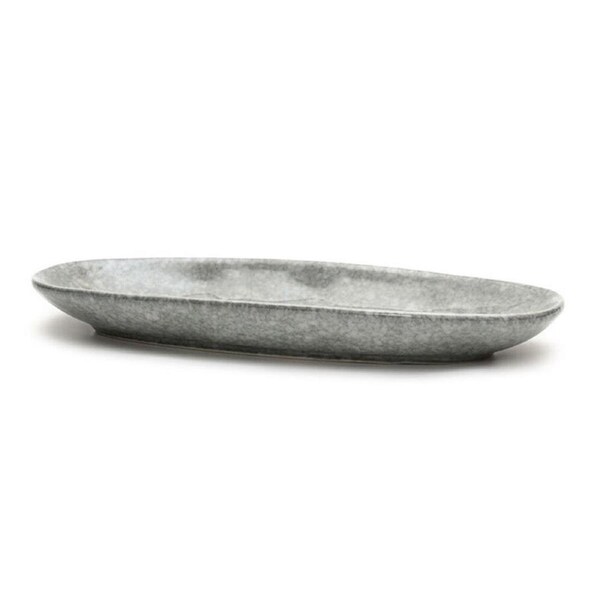 St. Clare Oval Plate Glazed Ceramic Serving Dinner 35x17cm Reactive Grey