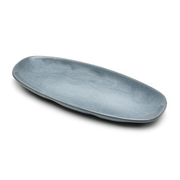 St. Clare Oval Plate Glazed Ceramic Serving Dinner 28x13cm Reactive Blue