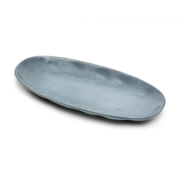 St. Clare Oval Plate Glazed Ceramic Serving Dinner 35x17cm Reactive Blue