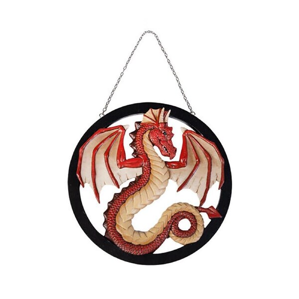 Mystical Worlds Hanging Wall Home Decor Red Dragon Style Front Door Display
