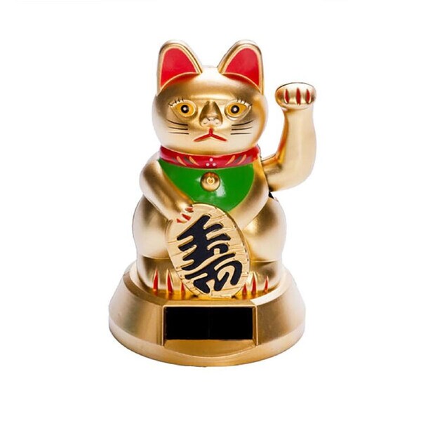 Lucky Cat Solar Dancing Golden Kitty Desk Car Dashboard Decoration Figure