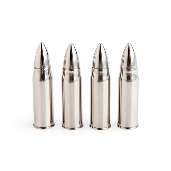 4pc MDI Whisky Stone w/Velvet Bag Stainless Steel Reusable Ice Cubes Bullets